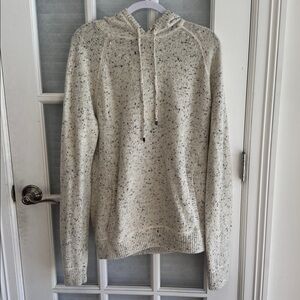 VINCE Men's Knit Hoodie Sweater Pocket Wool Viscose Cream Black Grey Large